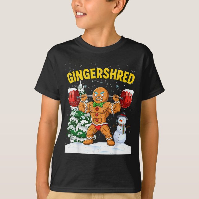 Gingershred Gingerbread Man Bodybuilding Christmas T Shirt (Framsida)