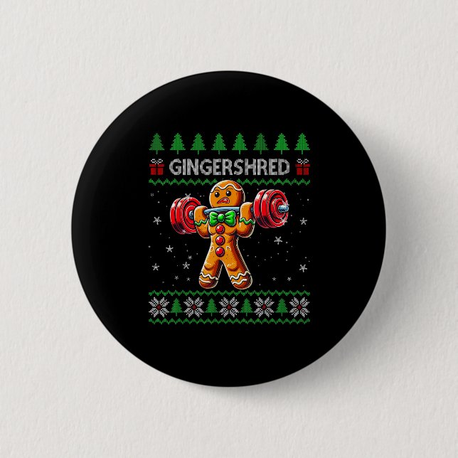Gingershred Gym Christmas Ugly Sweater Gingerbread Knapp (Framsida)