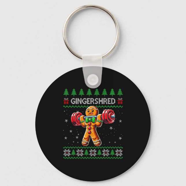Gingershred Gym Christmas Ugly Sweater Gingerbread Nyckelring (Framsida)