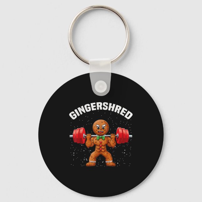 Gingershred Roligt Gingerbread Man Gym Bodybuildin Nyckelring (Framsida)
