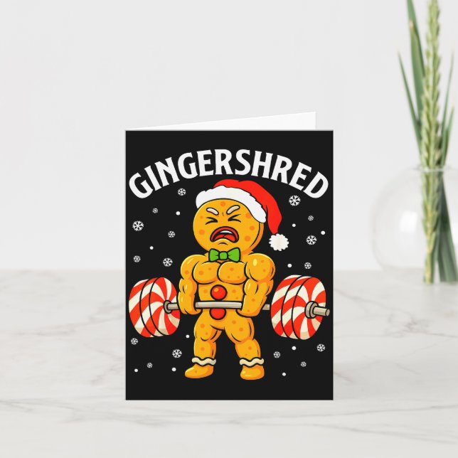 Gingershred Roligt Gingerbread Man Gym Kroppsbygga Kort (Framsida)