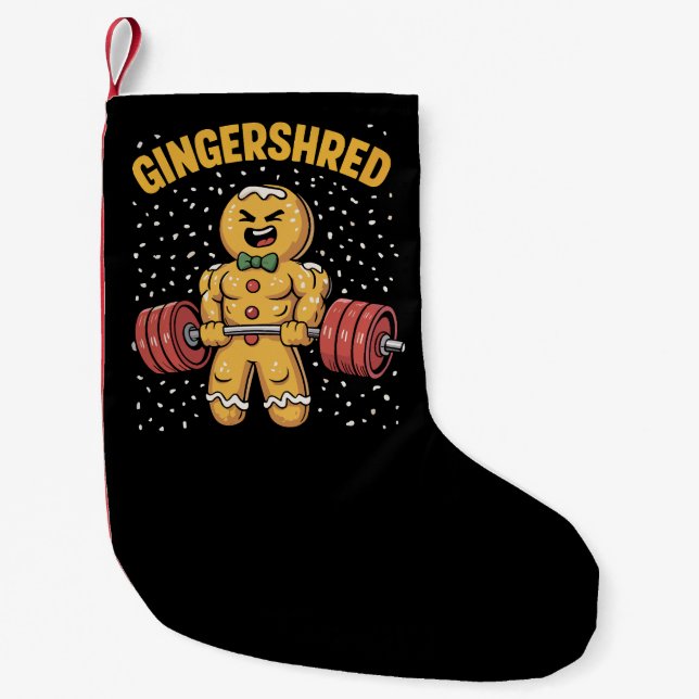 Gingershred Roligt Gingerbread Man Gym Kroppsträni Liten Julstrumpa (Framsidan)