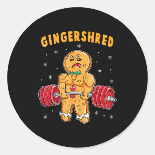 Gingershred Roligt Gingerbread Man Gym Kroppsträni Runt Klistermärke