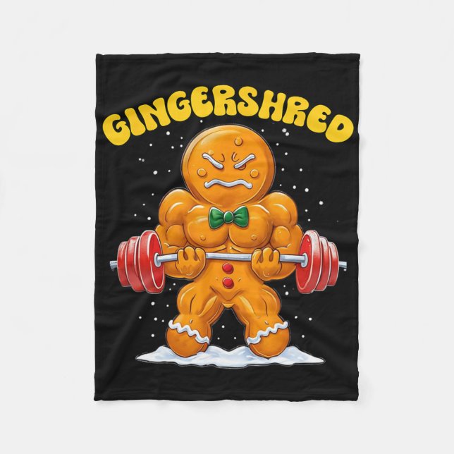 Gingershred Roligt Gingerbread Man Gym Träning Fleecefilt (Framsidan)