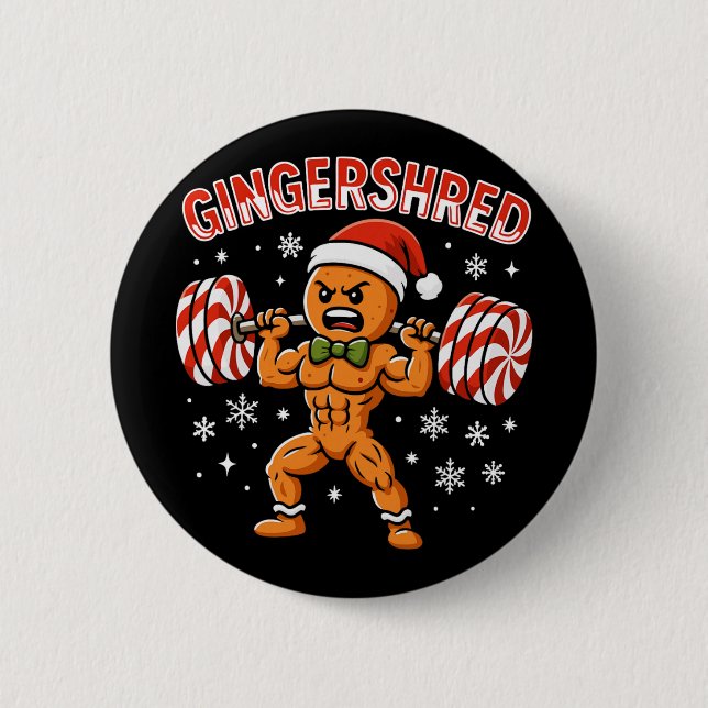 Gingershred Roligt Gingerbread Man Gym Träning Knapp (Framsida)