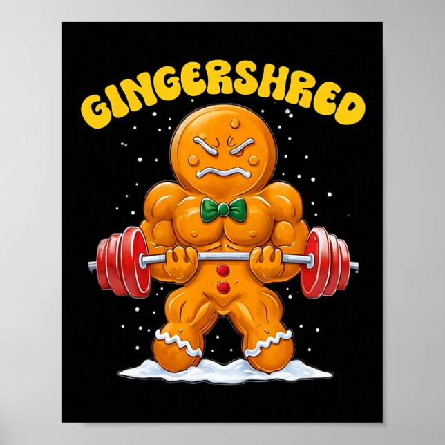 Gingershred Roligt Gingerbread Man Gym Träning Poster (Framsidan)