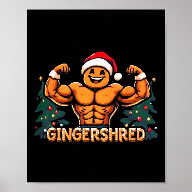 Gingershred Roligt Gingerbread Man Gym Träning Poster (Framsidan)
