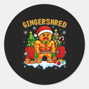 Gingershred Roligt Gingerbread Man Gym Träning Runt Klistermärke