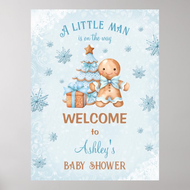 Gingertea Boy Blue jul Baby Shower Digital Poster (Framsidan)