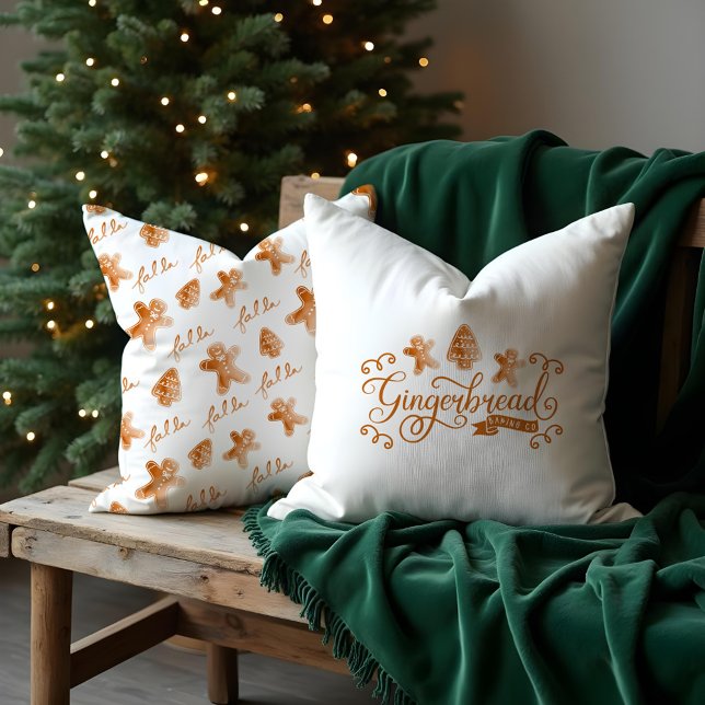 Gingertea & Co. Watercolor Gingertea Cookie Kudde (Gingerbread & Co. Watercolor Gingerbread Cookie Throw Pillow)