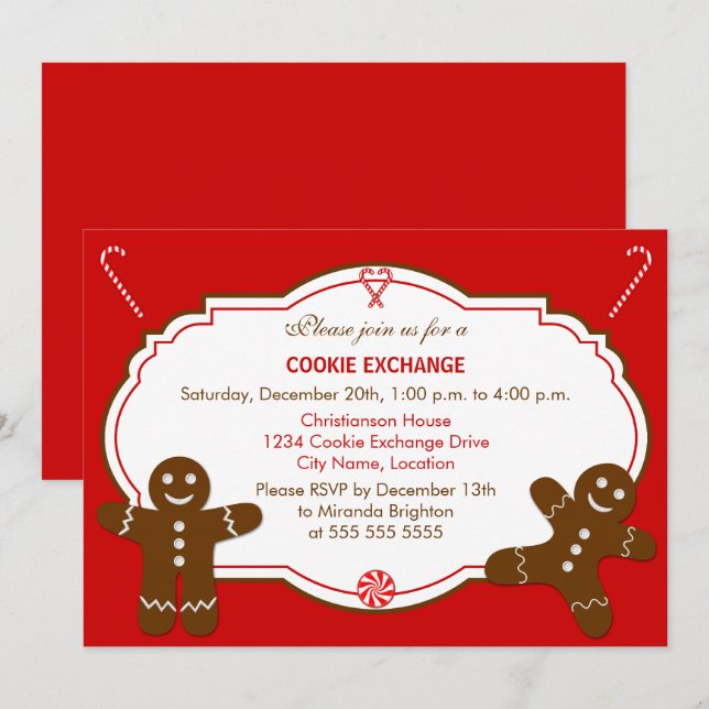 Gingertea Cookie Exchange Party Inbjudningar (Fram/baksida)