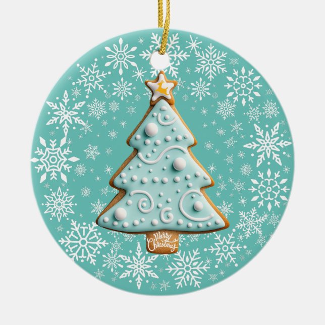 Gingertea Cookie, White Julgran Ornament (Framsidan)