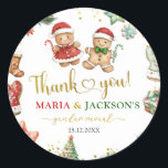 Gingertea Cookies Gender Visa favorittaggar Runt Klistermärke<br><div class="desc">Gingerbröd Kokies jultomte Märkre,  Röda Gröntens julkakor favorittaggar,  Tack Round Square Sticker,  Gender Reveal-Märkre.</div>