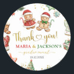 Gingertea Cookies Gender Visa favorittaggar Runt Klistermärke<br><div class="desc">Gingerbröd Kokies jultomte Märkre,  Röda Gröntens julkakor favorittaggar,  Tack Round Square Sticker,  Gender Reveal-Märkre.</div>