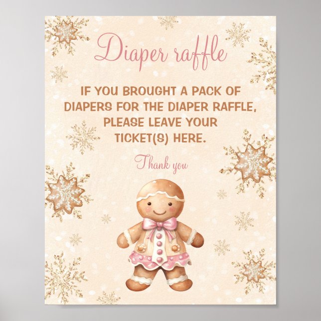 Gingertea Girl Baby Shower Raffle-skylt Poster (Framsidan)
