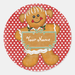 Gingertea Girl Polka Dot Sticker Runt Klistermärke