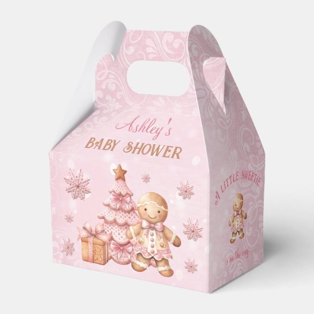 Gingertea Girl Rosa jul Baby Shower Gable Presentaskar (Framsidan Sidan)