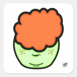 Gingerunge (lustig tecknad som sketch) v1 fyrkantigt klistermärke