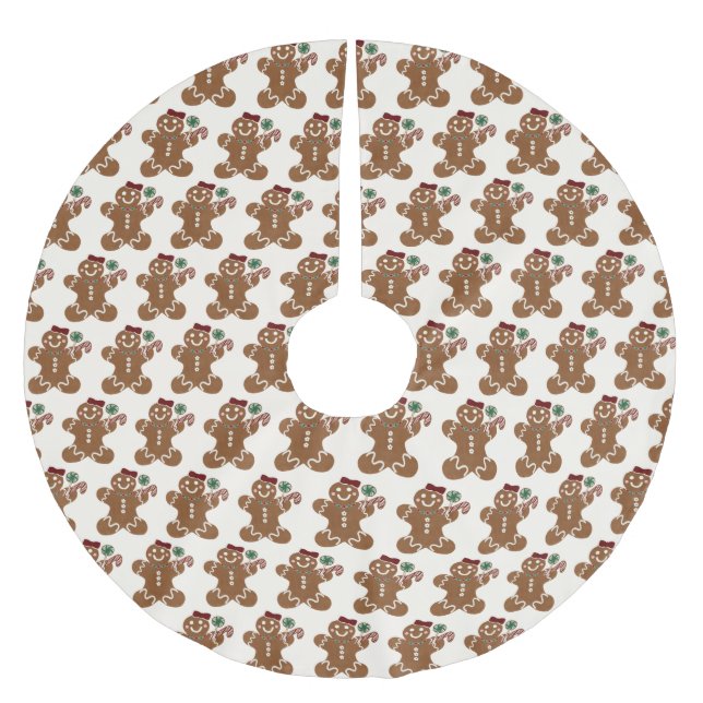 Gingerwoodflicka med rött snö och sötsaker julgransmatta borstad polyester (Framsidan)