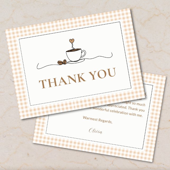 Gingham A Baby Is Brewing Baby Shower Thank You  Tack Kort (Skapare uppladdad)