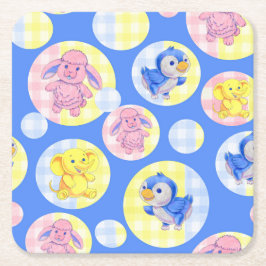 Gingham Animal Underlägg Papper Kvadrat