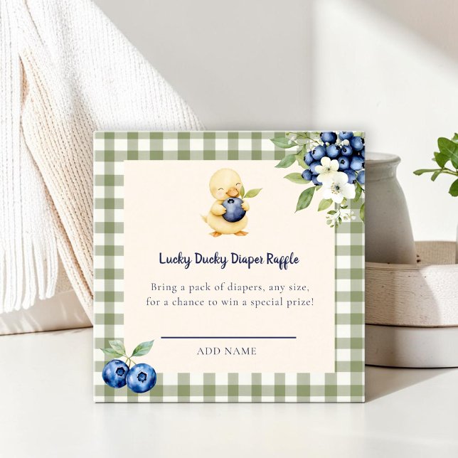 Gingham Anka Baby Shower Blöja Lotteri Kort (Skapare uppladdad)