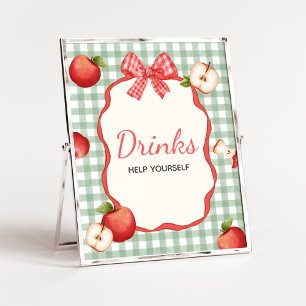 Gingham Apple från Öga Baby Shower Drinks Sign Poster