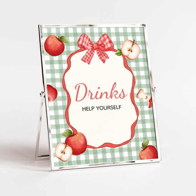Gingham Apple från Öga Baby Shower Drinks Sign Poster (Gingham Apple of our Eye Baby Shower Drinks Sign )