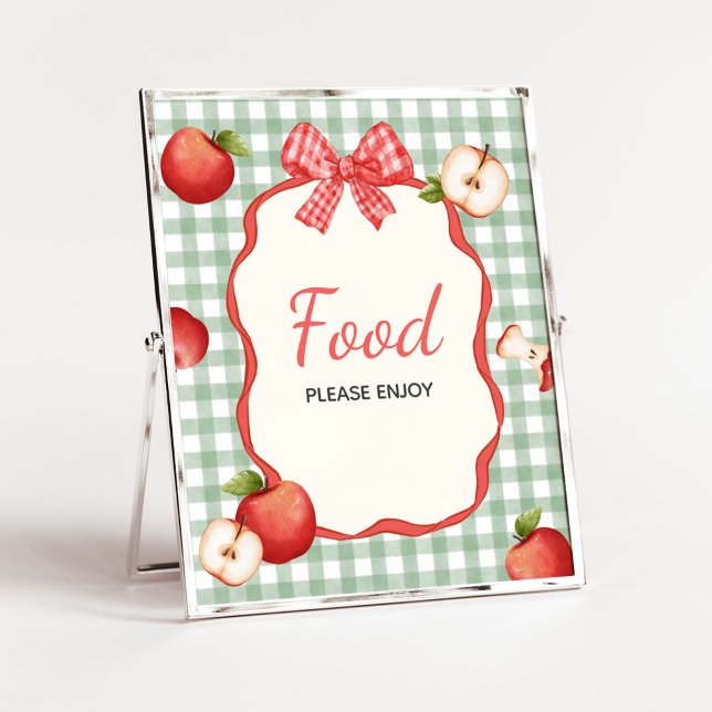 Gingham Apple från Öga Baby Shower Food Poster (Gingham Apple of our Eye Baby Shower Food Sign)
