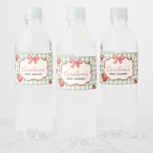 Gingham Apple från vår Öga babydusch Vattenflaskor Etikett