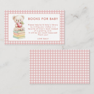 Gingham Apple of Öga Bear Bokar For Baby Shower Tilläggskort