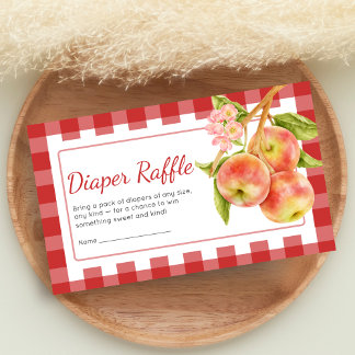 Gingham Apple of Our Eye Baby Shower Diaper Raffle Tilläggskort