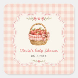 Gingham Apple of Our Eye Baby Shower Fyrkantigt Klistermärke