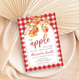Gingham Apple of Our Eye Baby Shower Inbjudningar
