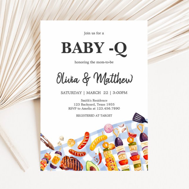 Gingham Baby BBQ Baby Shower Inbjudningar (Gingham BBQ Baby Shower Invitation)