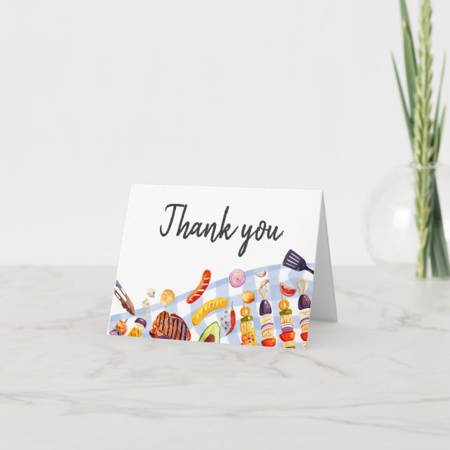 Gingham Baby BBQ Baby Shower Tack Kort (Framsida)