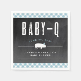 Gingham Baby BBQ Blue Co-ed Baby Shower Pappersservett