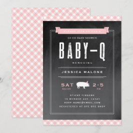 Gingham Baby BBQ Pojke eller flicka - Baby Shower Inbjudningar