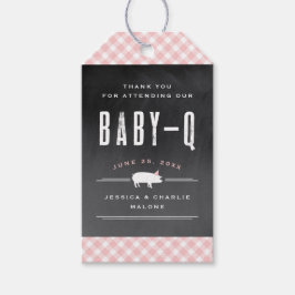 Gingham Baby BBQ Rosa Baby Shower Presentetikett