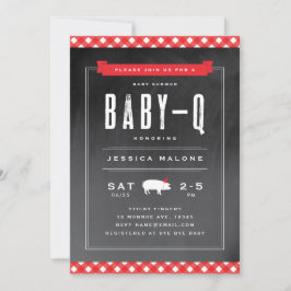 Gingham Baby Grillfest Baby Shower Inbjudningar