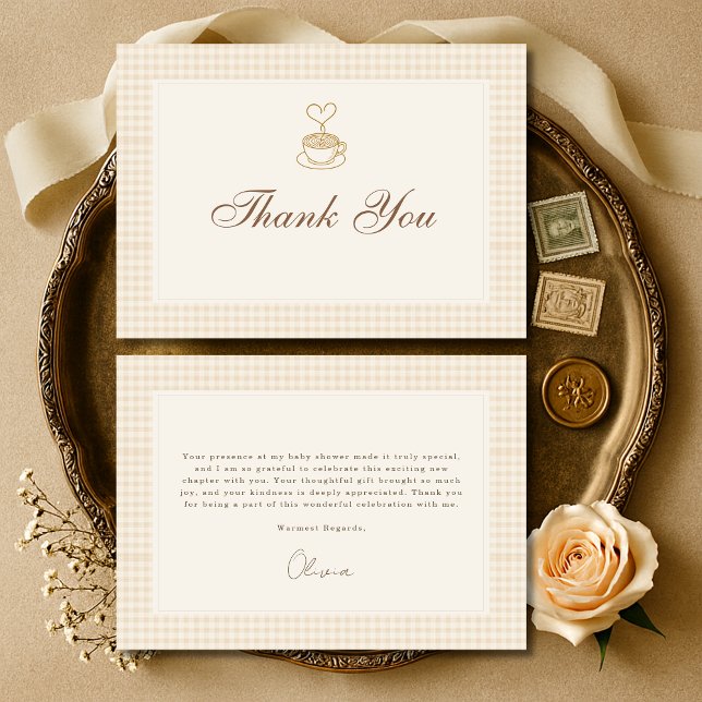 Gingham Baby is Brewing Coffee Baby Shower Tack Kort (Skapare uppladdad)