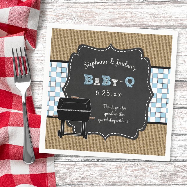 Gingham Baby Q-pojkens babydusch-babyq Pappersservett (Skapare uppladdad)