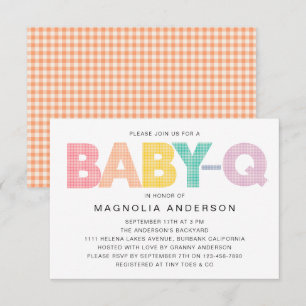 Gingham Baby-Q Summer Baby Shower Inbjudningar