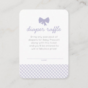 Gingham babydusch lila Diaper raffle biljett Tilläggskort