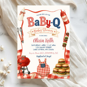 Gingham BabyQ Bebis Shower Inbjudan