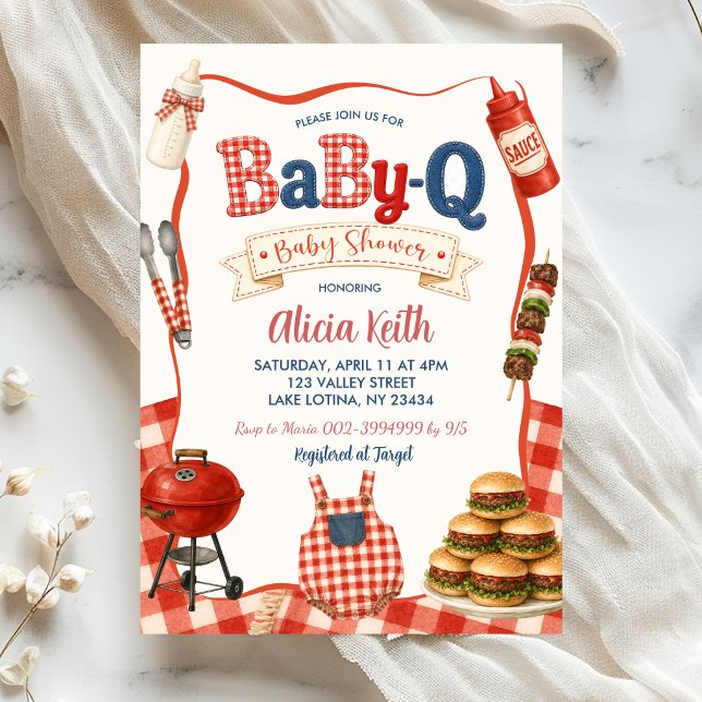 Gingham BabyQ Bebis Shower Inbjudan (Skapare uppladdad)