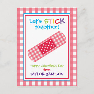 Gingham Bandage Personlig Valentines kort