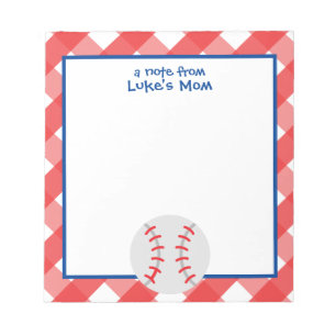 Gingham Baseball Personlig Anteckningsblock