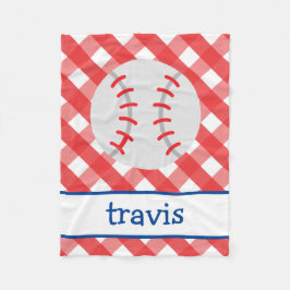 Gingham Baseball Personlig Fleece Blanket