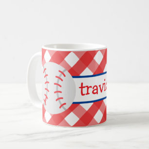 Gingham Baseball Personlig mugg